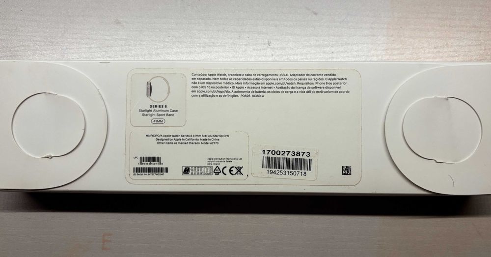 Apple Watch Series 8 41mm GPS - avariado (líquidos), estética muito boa, caixa completa