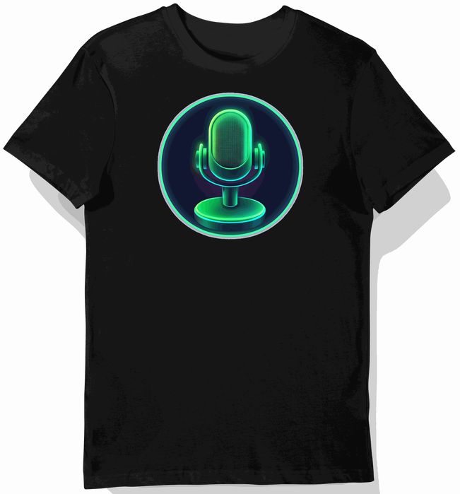 Koszulka męska czarna z motywem streamingu i mikrofonu L