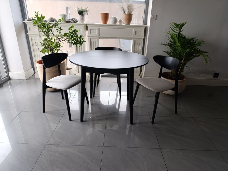 Stylowy Stół Okrągły do salonu lub kuchni 100 cm, bukowe nogi