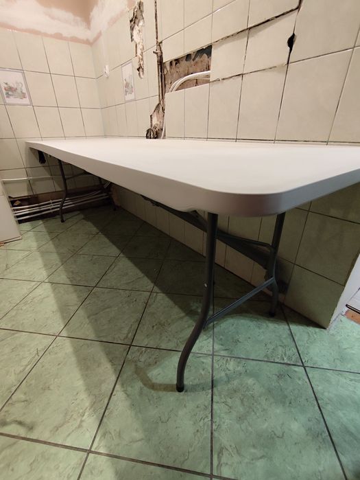 Stół cateringowy biały składany 244x75 cm