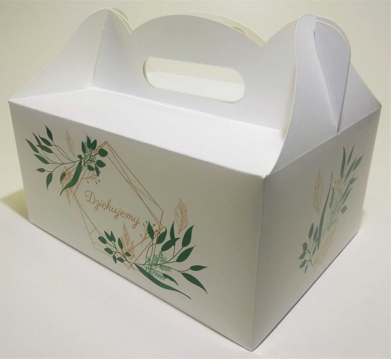 Pudełko kartonik opakowanie pojemnik na ciasto ciastka weselne ślubne