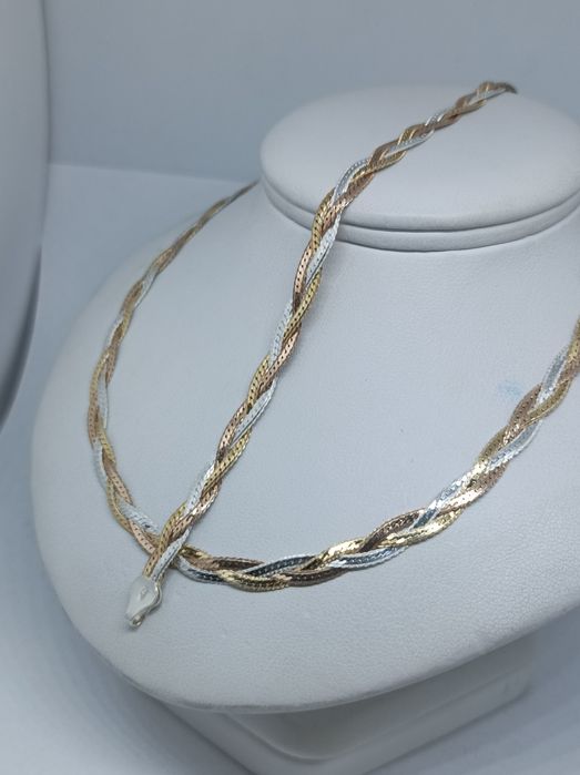 Srebrny pozłacany komplet biżuterii łańcuszek i bransoletka próba 925