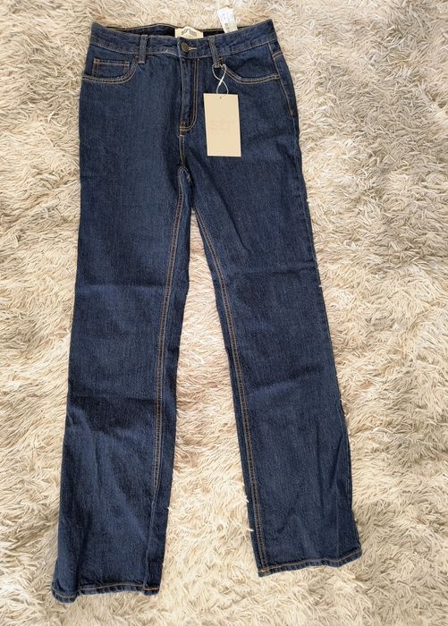 Stradivarius jeansy straight leg 38 granatowe