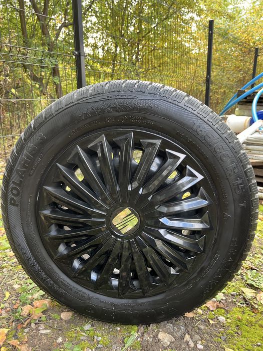 Felgi stalowe +opony zimowe Barum Polaris3+kołpaki seat