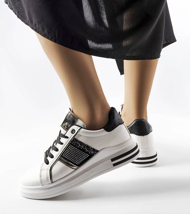Biało-czarne sneakersy z cyrkoniami Xarles