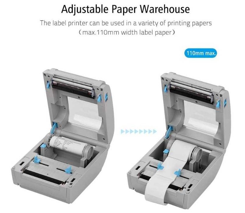 Drukarka etykiet termicznych, max 110mm, USB, Bluetooth