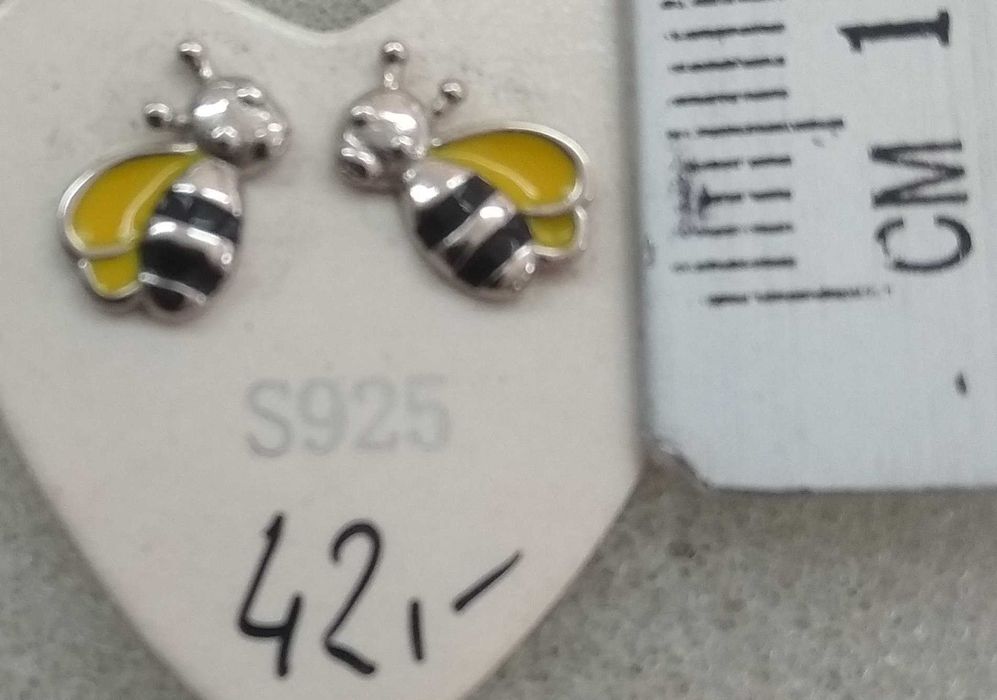 Pszczoły Pszczółki Kolczyki Srebro 925 NOWE