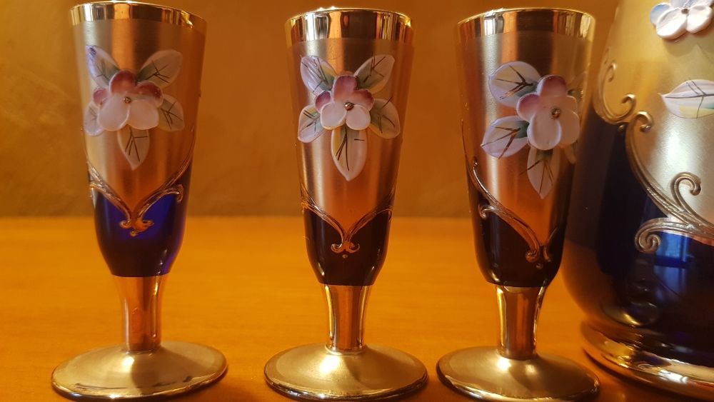 Смальта Bohemia Богемія рюмки Чехія набір лікерний 6+1