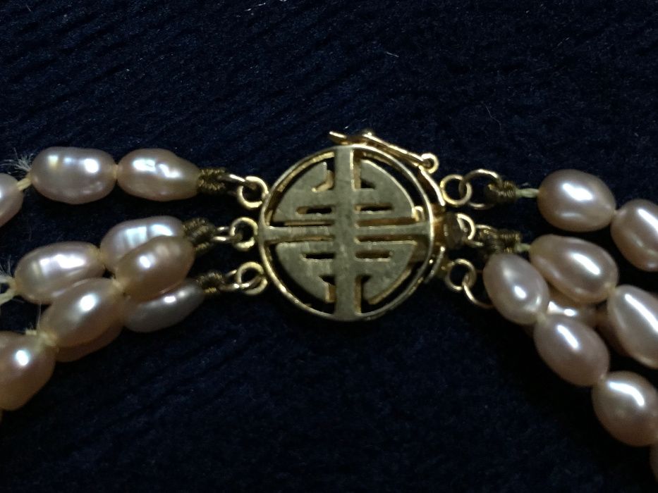 Colar de pérolas barrocas japonesas com fecho em ouro de 14k