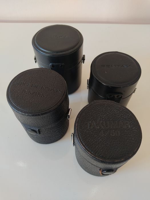 Caixas/bolsas em couro para lentes/câmaras