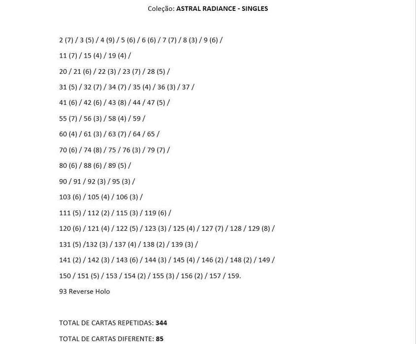 Cartas Pokémon - Astral Radiance