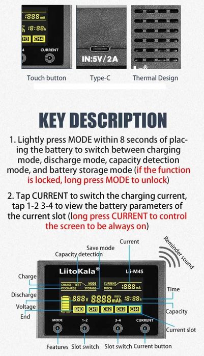 Універсальна зарядка LiitoKala Lii-M4S + Voltme Revo 20W PD (USB-C)