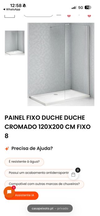 Painel vidro duche