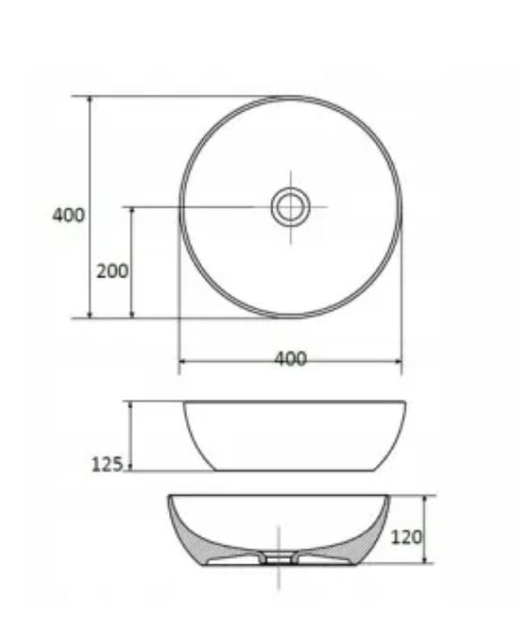 Umywalka 40cm Grafit nablatowa
