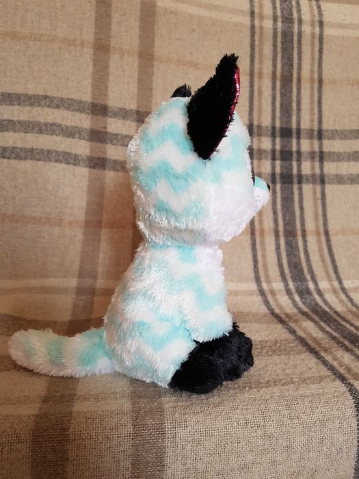Ty beanie boos голубая лиса c ресничками и блестками ATLAS 15 см