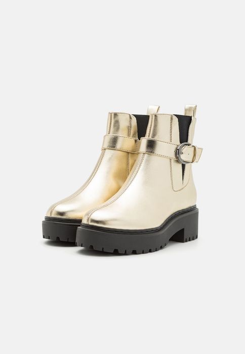 Botki złote na czarnej platformie Even&Odd 41