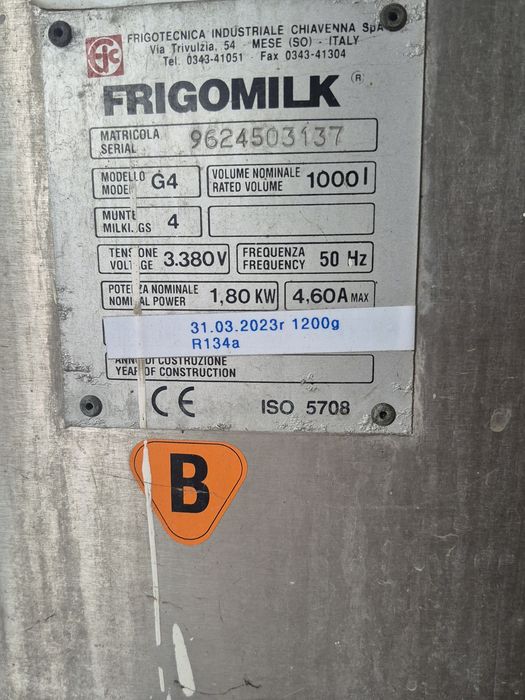 Chłodnia do mleka 1000 litrów FRIGOMILK
