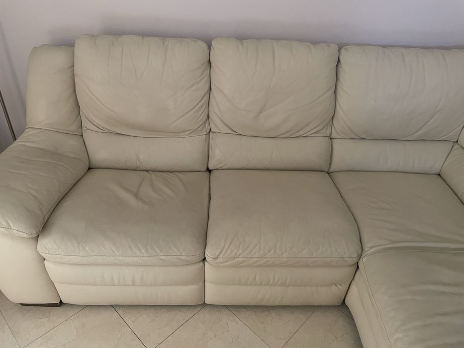 Sofa em pele 4 lugares e chaise longue divani