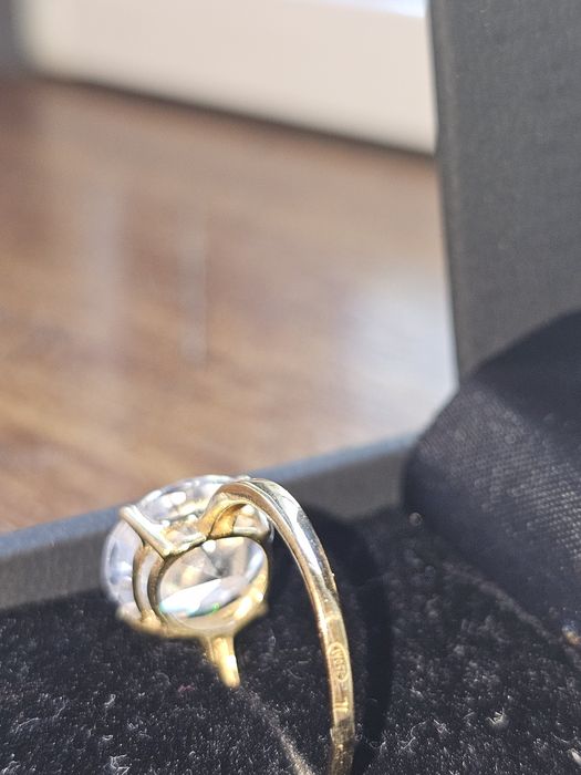 Anel de noivado de ouro 18 quilates - tamanho 16 - com talão de compra