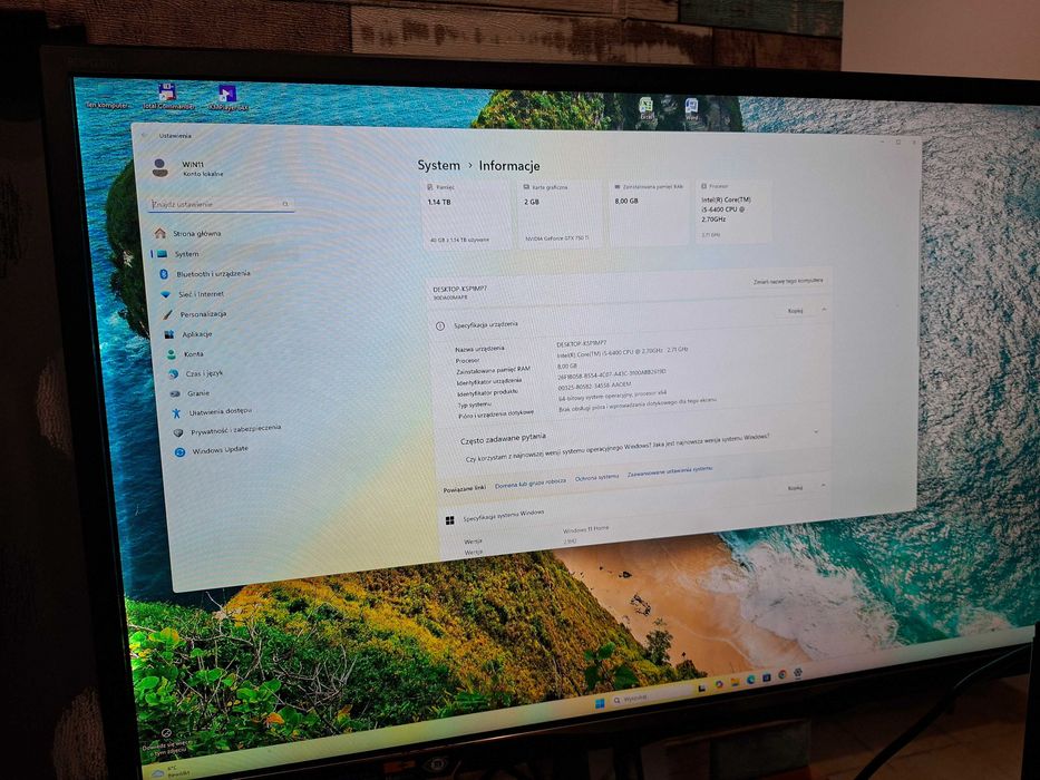 Komputer Lenovo I5 SSD GeForce Windows 11