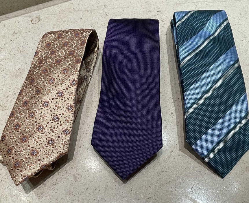Conjunto 3 gravatas seda marcas Oscar, Sacoor e Giovanni Galli