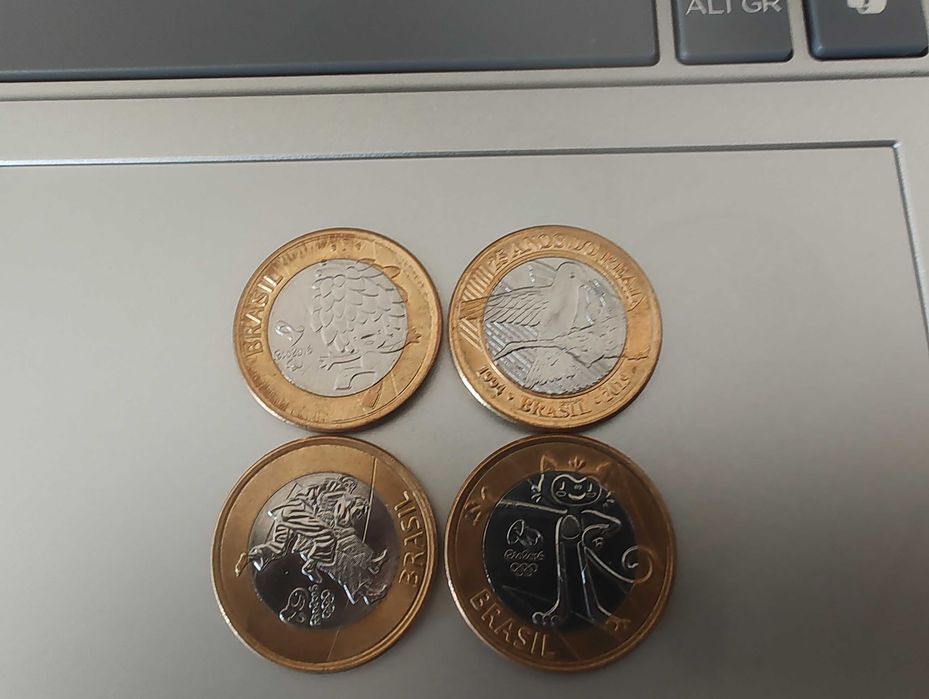 Moedas de um real das olimpíadas do Brasil