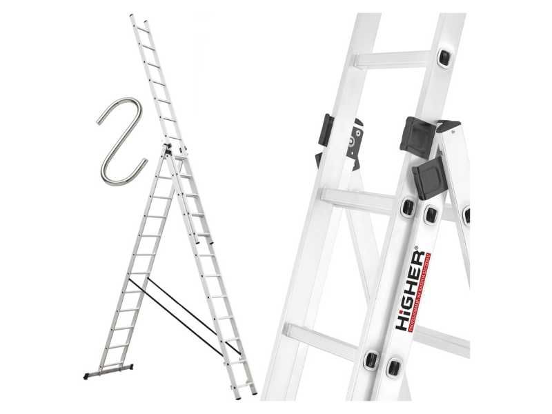 Drabina aluminiowa  wielofunkcyjna 3x12 HIGHER 7,38m na schody 150 kg