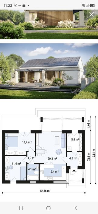 Siestrzeń g. Żabia Wola Działka z projektem domu - Widok 4