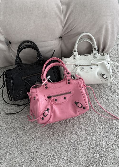 Сумка Balenciaga Le City рожева, біла, чорна