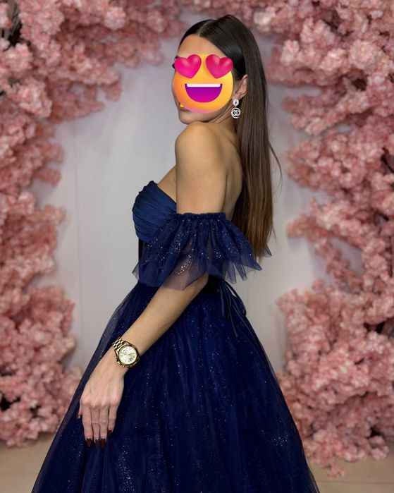 Suknia balowa na studniówkę. Ortis Glamour Navy R40. Polski producent!