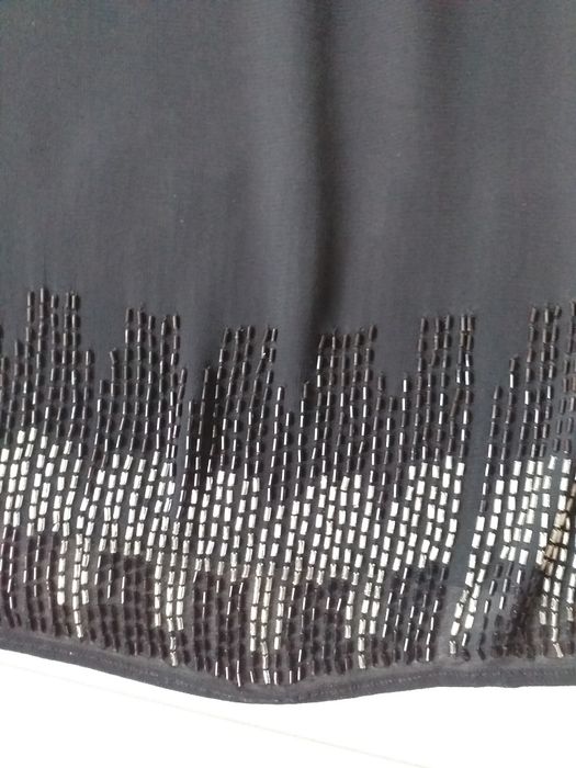 Szal /szalik czarny z ozdobnymi koralikami szer.50dł.170