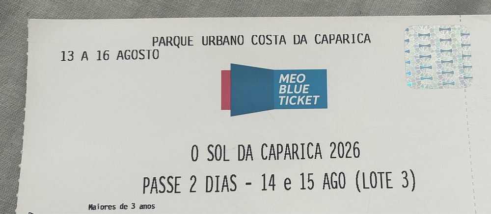Bilhete sol da caparica 14 e 15