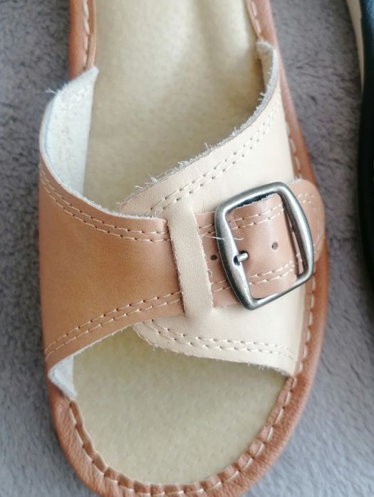 Nowe damskie pantofle 36 regulowane skóra klamra