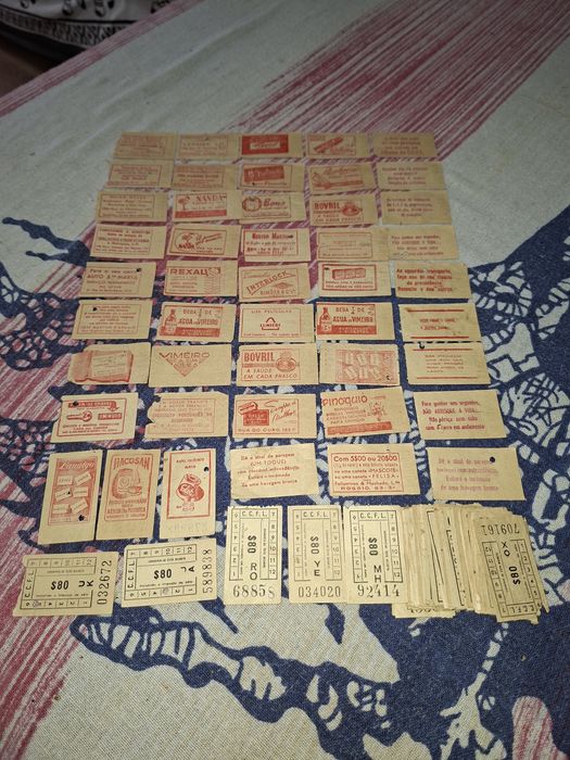 Bilhetes Carris anos 50-60 com publicidade + 100 raros