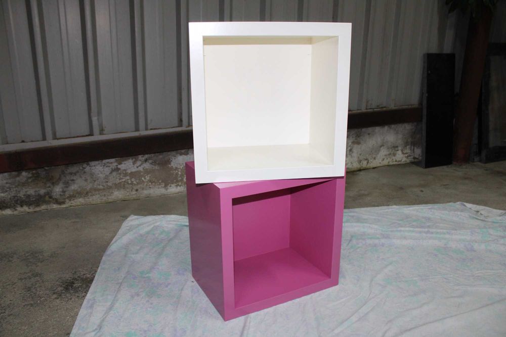 Cubos decorativos de arrumação – branco e rosa