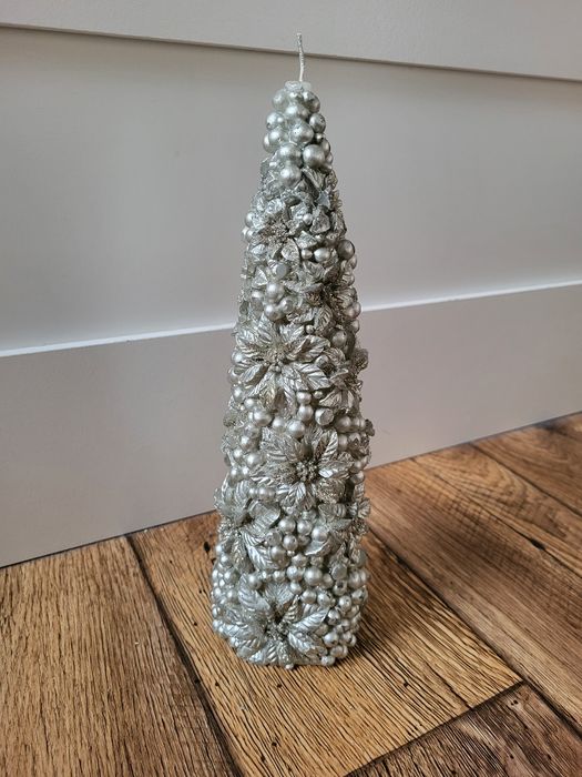 Home&you srebrna świeczka choinka