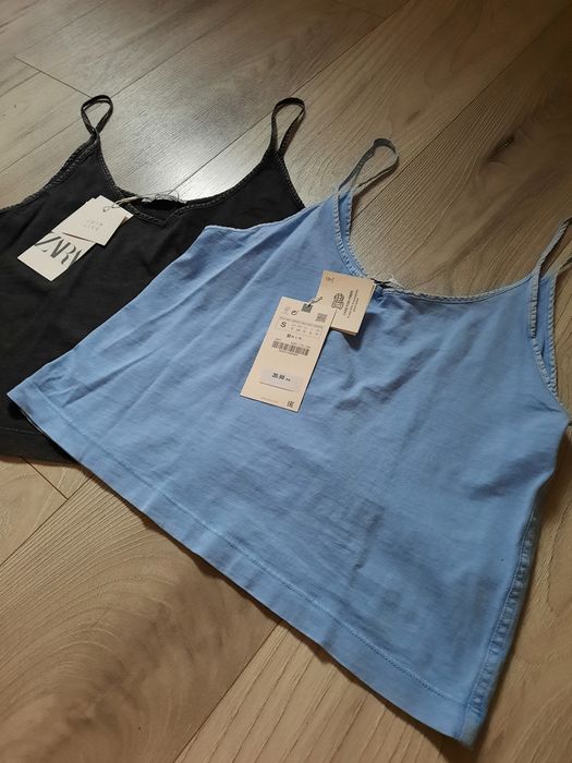 Zestaw topów basic zara bluzka crop top podkoszulka XS S 34 36