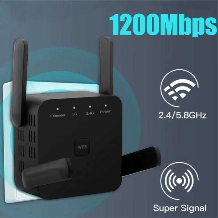 Підсилювач (репітер) WiFi 1200 Мбіт/с дводіапазонний (2,4ГГц/5ГГц)