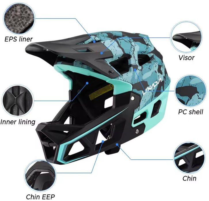 Capacete de bicicleta de montanha de rosto completo