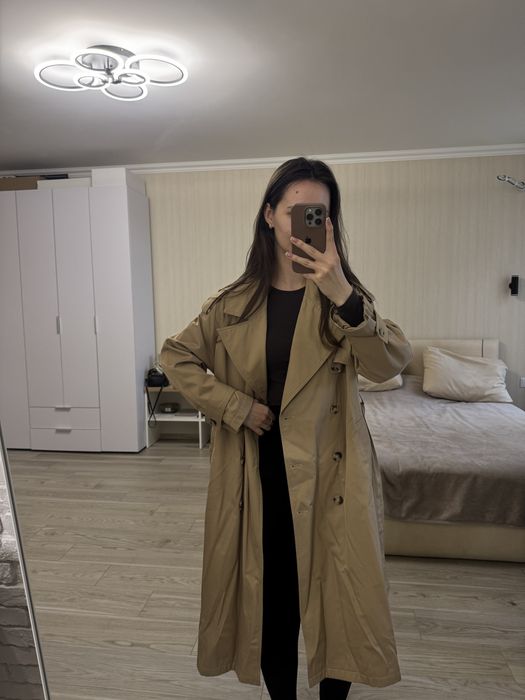 Тренч Reserved бежевий довгий XS-S котон