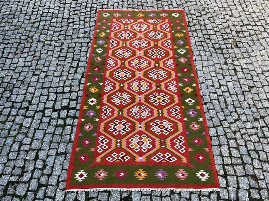 Ręcznie tkany wełniany kilim ART DECO 200x100 cm
