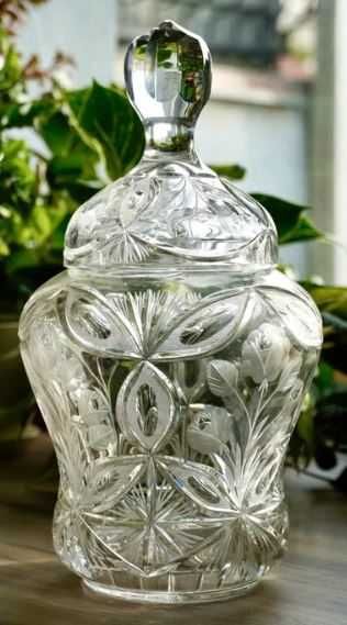 Bardzo duza waza krysztalowa bomboniera szkło prl wielka