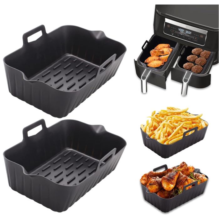 Silikonowe wkładki do Airfryer, 2 sztuki, czarne