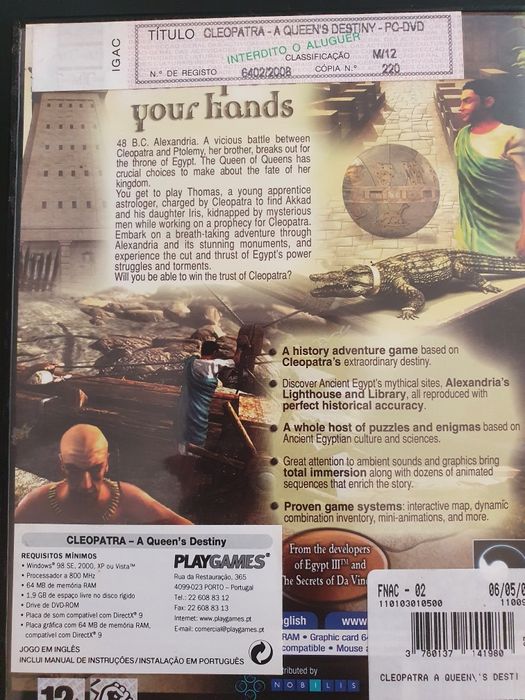 Jogo para PC DVD-ROM   CLEOPATRA A QUEEN'S DESTINY