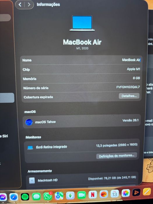 Apple MacBook Air 13″ (2020) com Puce M1