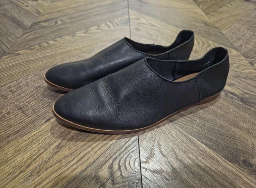 Чорні шкіряні балетки мюлі zara