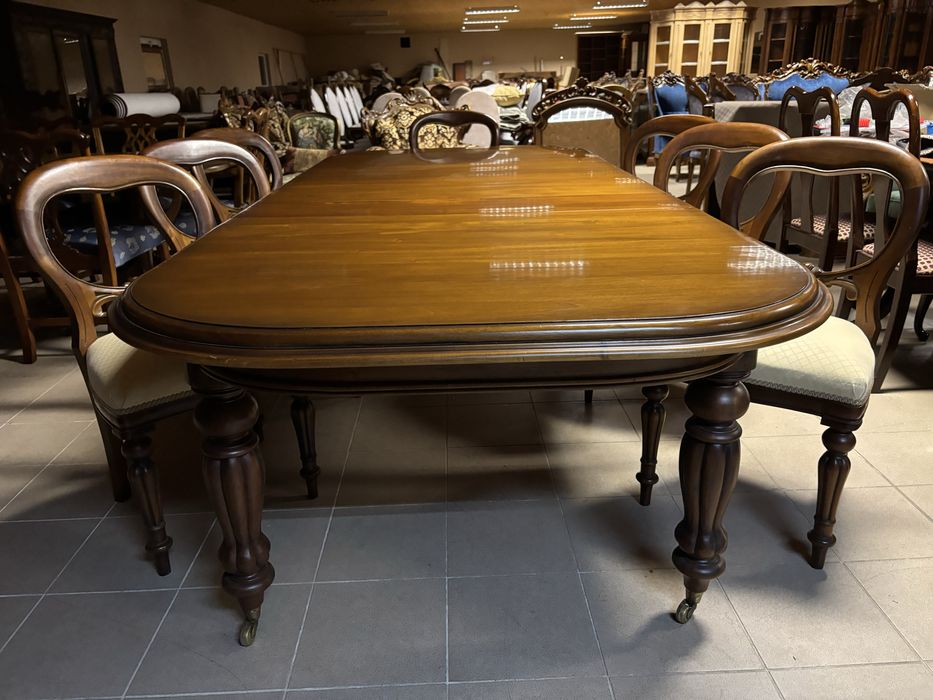 Angielski Zestaw Komplet Rozkładany Stół 8 Krzeseł 12 osób meble styl