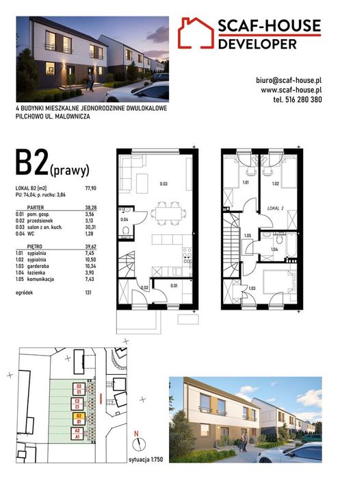 Nowe M4 z 2 m. parkingowymi i ogrodem Pilchowo