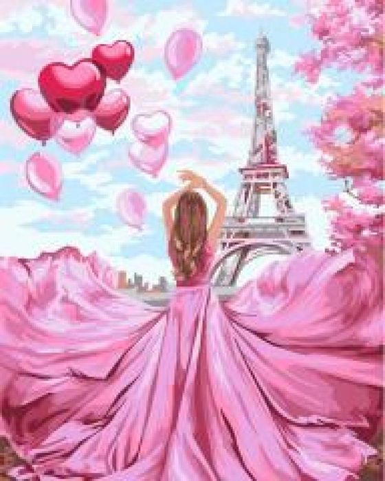 Malowanie po numerach 40x50 Dziewczyna w paryżu Koh-I-Noor ,408x511