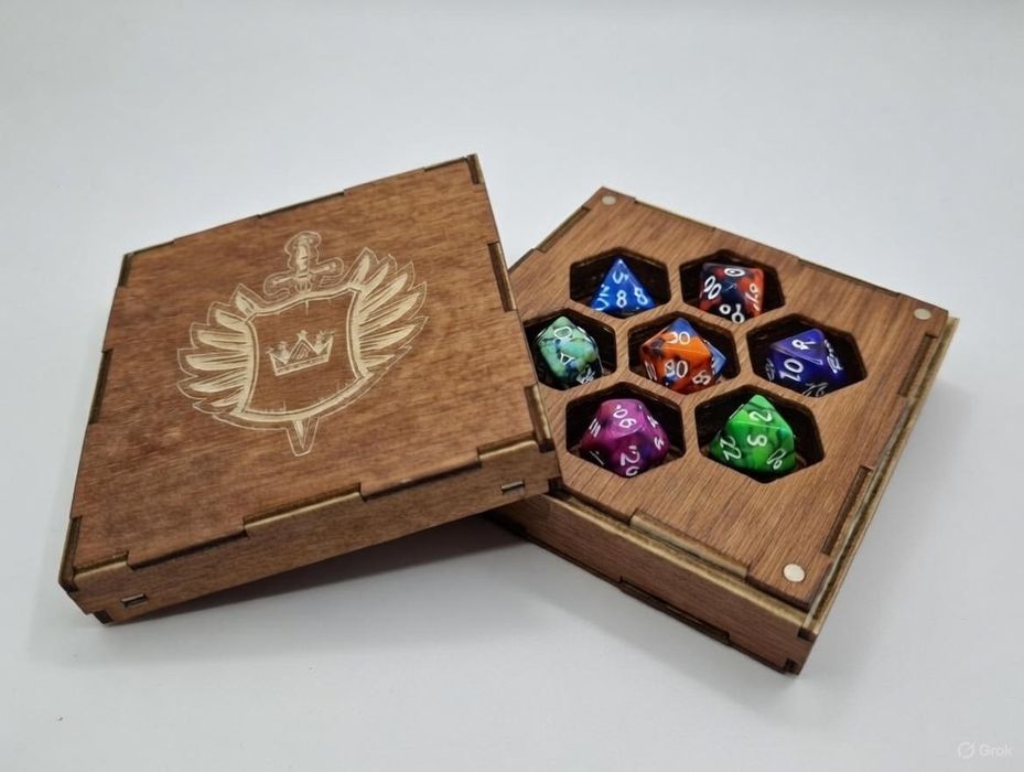 Dice Box Drewniany pojemnik na kości RPG z tacą do rzucania 2w1 D&D |